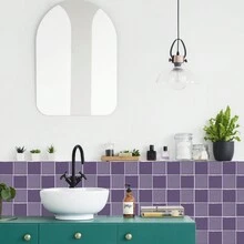 10片廚房防濺磁磚,適用於廚房牆磚、浴室防濺、適用於廚房防濺牆壁、樓梯架家具樓梯,防水、耐油牆紙貼紙,易於清潔,15cm* 15cm,即揭即貼磁貼貼紙,diy家居裝飾牆貼-（5.91英寸）帶保護膜,光澤,自粘,pvc,多種顏色可選,黃色,紫色,藍色,綠色,白色,黑色,棕色,橙色,紅色,波西米亞風格,英式風格,斯堪的納維亞藝術壁貼,水晶膜磁磚貼紙 - 紫色 - 查看 4