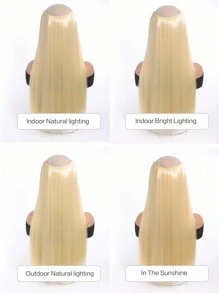 Hair Extensions Clip In Hair Extensions 16~28 Inch Straight Black Hair Extensions Synthetic V Hair Extension Suitable For Various Occasions Including Music Festivals, Parties, Cosplay, Holidays And All Seasons - Gold - View 8