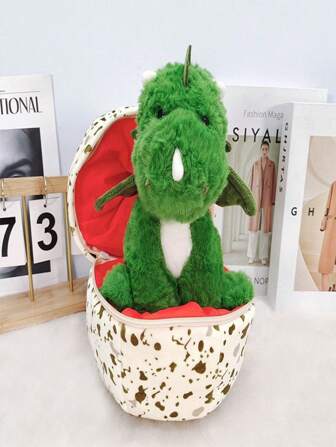 1只毛絨玩具,帶可愛的恐龍蛋和翅膀,可以變成枕頭,有創意的生日/節日禮物