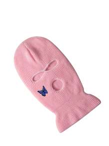 1頂男女適用的嘻哈風針織帽, 帶面罩的秋冬彈性針織帽,y2k暖和滑雪帽 - 粉色 - 查看 2