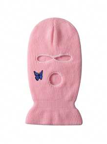 1頂男女適用的嘻哈風針織帽, 帶面罩的秋冬彈性針織帽,y2k暖和滑雪帽 - 粉色 - 查看 1