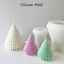 1 套 3d 聖誕樹蠟燭矽膠模具用於家居裝飾工藝品製作 Diy 適合蛋糕香氛蠟燭巧克力肥皂糖果製作幾何抽象形狀 - 白色 - 查看 3