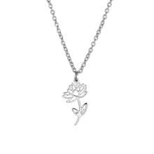1pc Stainless Steel Birth Month Flower Necklace For Women, Snowdrop Daisy Rose Pendant Neck Chains,Fashionable Jewelry Gifts Valentines