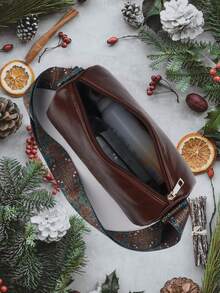 Túi đeo chéo nữ hình trụ cổ điển có in chữ L, dung tích lớn, kiểu dáng và phong cách cổ điển, túi đeo vai - Cà phê nâu - Xem 6