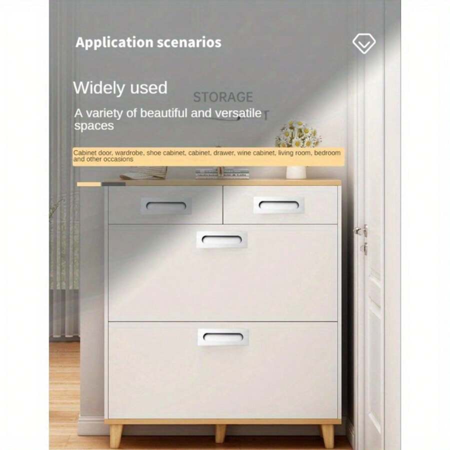 不鏽鋼內嵌式櫥柜和酒柜嵌入式滑動門槽手柄和抽屜拉手 - 杏色 - 查看 1