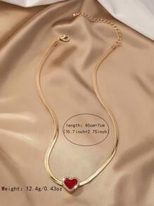 A Snakeskin Chain, Heart Set With Rhinestones, Oil Drop Pendant, European And American Fashion, Elegant, French Festival Necklace Valentines,Mom,Mother,Mother's Day,Gift