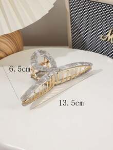 1個大型時尚新款女士髮夾,法式復古風格合金材質髮片 - 灰色 - 查看 5