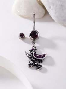 1件14g不鏽鋼肚臍戒指,肚臍穿刺身體珠寶 - 彩色 - 查看 3