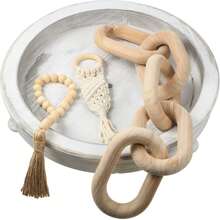 1件波西米亚风格5链木制装饰工艺品，手工制作，适用于卧室、客厅、咖啡桌、书架装饰，打结木链，适合节日派对、2024新年和春节礼物、生日和毕业典礼。 - 原木色 - 查看 11