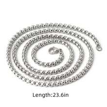 1條經典簡約嘻哈銀鍊鈦鋼項鍊時尚珠寶男女款 - 銀色 - 查看 11