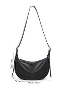 Ladies' Half-Round Black Saddle Bag Crossbody Bag