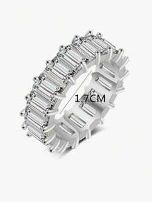 1pc Luxury Ring Women Silver Plated Finger Rings Bridal Wedding Bands Couple Jewelry Gift For Girlfriend Engagement Party Anniversary Valentine'S Day - Apricot - View 8