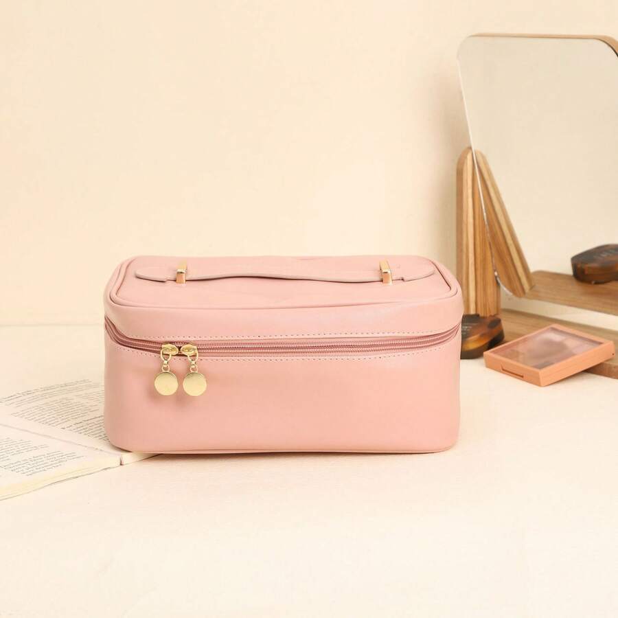 Hàng Mới Của phụ nữ Có thể mang đi Túi trang điểm Dung lượng lớn Đồ vệ sinh cá nhân Hộp đựng Cho du lịch - Hồng - Xem 1