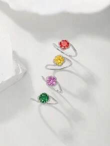 1pc 925 Sterling Silver Twisted Flower Ring With Zirconia For Women, Suitable For Daily Wear, Banquet, Festivals, Gifts - Flower Twist Arm - View 12