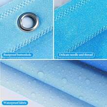 1pc Anti-Mildew Waterproof Peva Blue Beach Themed Shower Curtain With Metal Eyelets + 12 Shower Curtain Rings Included Bathroom Decor Fall Decor Bathroom Accessories Back To School - Blue - View 8