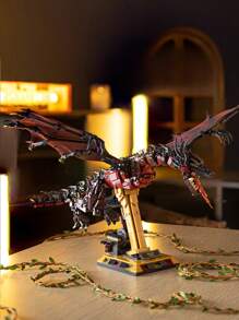 Moc小粒子組裝積木成人權限時光冰與火龍場景高難度巨龍骨骼模型禮物家居裝飾 - 黑色 - 查看 3