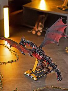 Moc小粒子組裝積木成人權限時光冰與火龍場景高難度巨龍骨骼模型禮物家居裝飾 - 黑色 - 查看 4