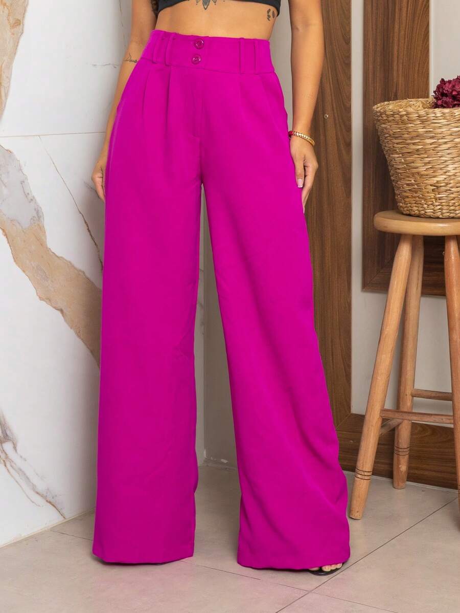 YING ZI Women Pants - Violet Purple - View 1