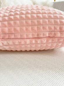 1pc Plush Grain Pillowcase - Pink - View 4