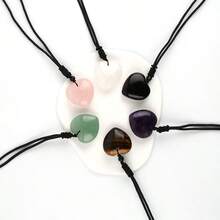 30mm Natural Gemstone Heart Shaped Crystal Rose Quartz Pendant, Adjustable Necklace Jewelry, Gift For Women, Valentine's Day Present - With Adjustable Rope - View 4