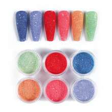 6色套裝糖果毛衣效果指甲閃粉,閃閃發光的糖粉鍍鉻色顏料,用於美甲鍍膜指甲藝術裝飾 - 彩色 - 查看 2