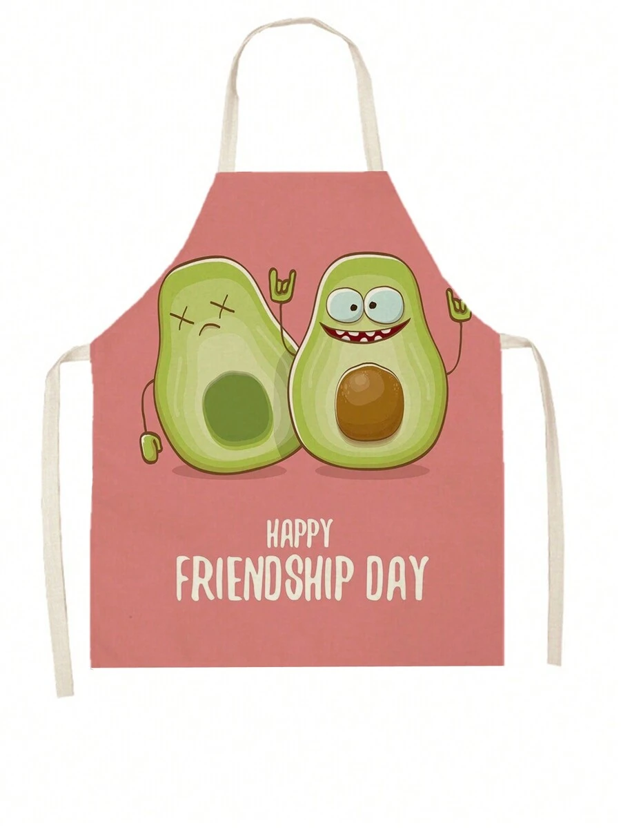 1片亞麻圍裙,印有牛油果、錦鯉、曼陀羅和鯨魚圖案 - 彩色 - 查看 1