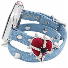 1入組藍色女性心形鎖釦鋅合金錶帶，適用於38/40/41/42/44/45/49mm，適用於蘋果手錶Ultra/Se/9/8/7/6/5/4/3/2/1 - 藍色 - 查看 4