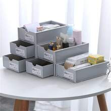 1pc Desktop Office Stationery Storage Box Makeup Organizer Shelf Drawer Type Storage Cabinet Small Object Sorting Box - White - View 5