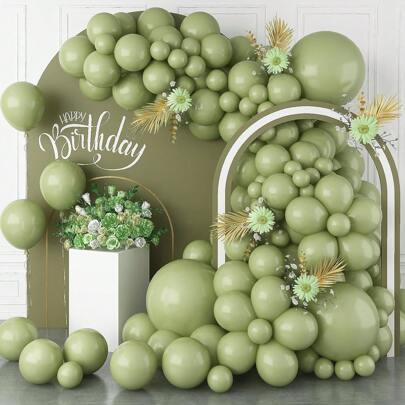 113 piezas Globos de color verde aguacate, kit de guirnalda de globos verde oliva vintage en 5/10/12/18 pulgadas, conjunto de globos de látex para decoración de cumpleaños, baby shower, boda, despedida de soltera