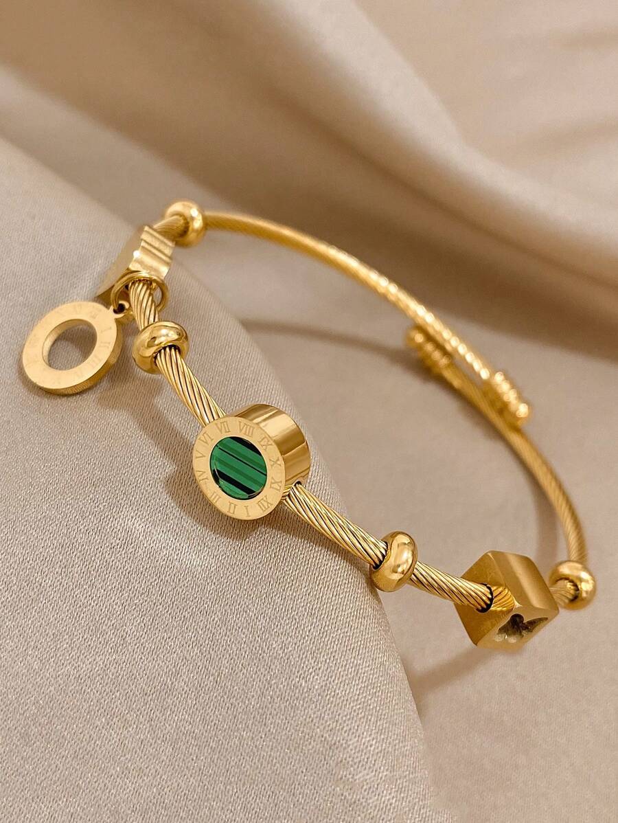 1個復古魅力手鐲,女性時尚金色優雅心形蝴蝶珠鏈手鐲,日常聚會和聖誕珠寶禮物 - 金黃色 - 查看 1