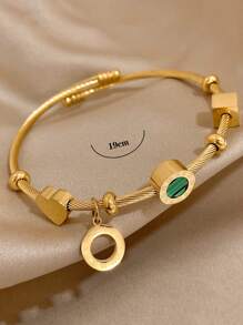 1個復古魅力手鐲,女性時尚金色優雅心形蝴蝶珠鏈手鐲,日常聚會和聖誕珠寶禮物 - 金黃色 - 查看 5