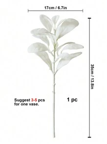 1 件仿羊耳茎植绒人造绿叶固体喷雾假兔耳叶适用于家庭婚礼 DIY 工艺插花、情人节、礼物 - 白色 - 查看 2