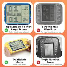 大屏幕俄羅斯方塊遊戲機，復古懷舊遊戲機，年輕人解壓玩具手提遊戲機 - 黃色 - 查看 3