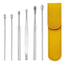 6 PCS Ear Wax Removal Kit,  Ear Pick Tools Ear Cleaning Tool Set,Reusable Ear Cleaner For Adults Portable Earwax Cleaner Tool Stainless Steel Set - Yellow - View 1