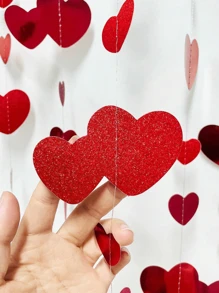 5/2/1 Set Red Hanging Heart Shaped Streamers Banner, Suitable For Anniversary, Mother's Day, Valentine's Day, Wedding Decoration, Party Supplies - Red - View 6