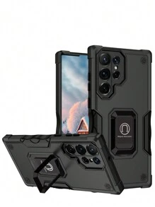 Compatible With IPhone Cases For Men New Anti-Drop Phone Case + Magnetic + Holder Series Compatible With IPhone 11/12/13/14/15 Pro Max, Compatible With Samsung, Compatible With OPPO, Compatible With VIVO, Compatible With Redmi Note 11/12 Pro - Includes 360 Rotatable Holder, Quality Craftsmanship,International Version, Not The Domestic Version - Black - View 1