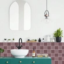 10入組廚房防濺擋板磁磚,適用於廚房牆磁磚、浴室防濺擋板,適用於廚房防濺擋板牆、樓梯、家具、樓梯,防水防油,壁紙貼紙,易於清潔,尺寸15cm*15cm,自黏磁磚貼紙,diy家居裝飾牆紙貼紙-附保護膜,高光澤度,自黏式,pvc質地,多種顏色可選,黃色,紫色,藍色,綠色,白色,黑色,棕色,橙色,紅色,波西米亞風格,英國風格,斯堪地那維亞藝術牆貼,水晶磁磚貼紙,普羅旺斯方磁磚貼紙,海洋風格,美麗的深釉海洋風格 - 粉色 - 查看 8