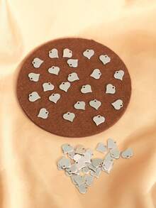 60入組不銹鋼傾斜心形精美diy吊墜 - 銀色 - 查看 2