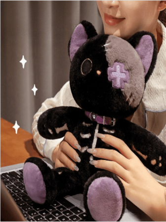 1 件毛绒玩偶，配有最可爱的骷髅猫填充动物枕头玩偶，节日礼物