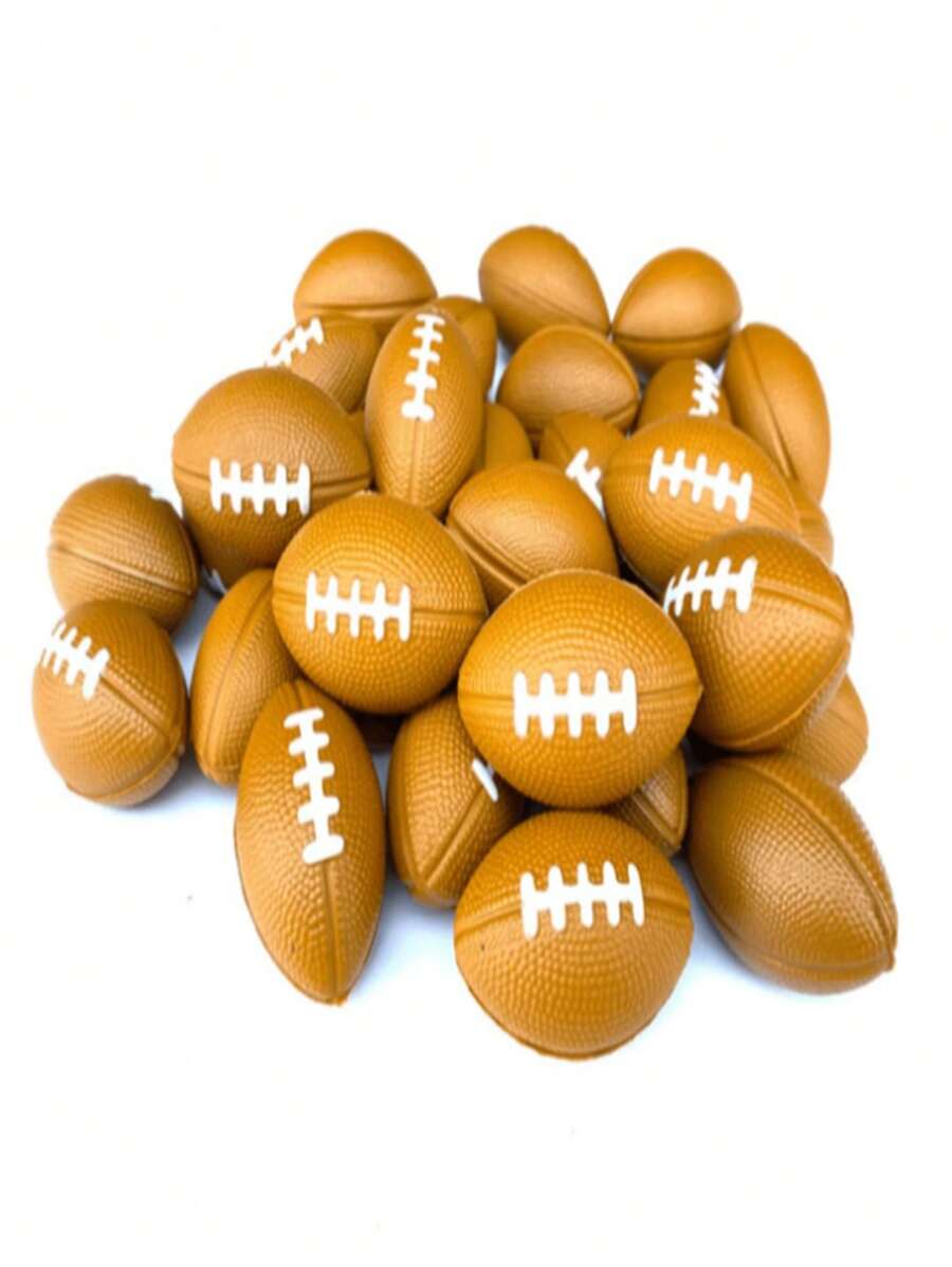 6pcs Mini American Football Shaped Foam Stress Balls - Brown - View 1