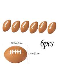 6pcs Mini American Football Shaped Foam Stress Balls - Brown - View 2