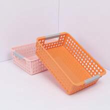 1個塑料收納盒/收納籃/收納箱,適用於超市、玩具、書桌、零食、廚房和文具 - 橘色 - 查看 8