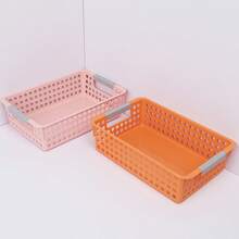 1個塑料收納盒/收納籃/收納箱,適用於超市、玩具、書桌、零食、廚房和文具 - 橘色 - 查看 10