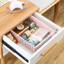 1個塑料收納盒/收納籃/收納箱,適用於超市、玩具、書桌、零食、廚房和文具 - 橘色 - 查看 4