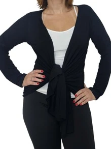 Plus Size Cardigans - 黑色 - 查看 4
