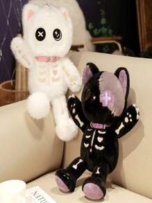 1pc Plush Doll - The Cutest White Skeleton Cat Stuffed Animal Plush Pillow Doll, Holiday Gift - Multicolor - View 3