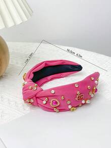 1頭女士多彩寬頭帶,設有鑽石心形石頭、珍珠和絲絨,是情人節的絕佳禮物