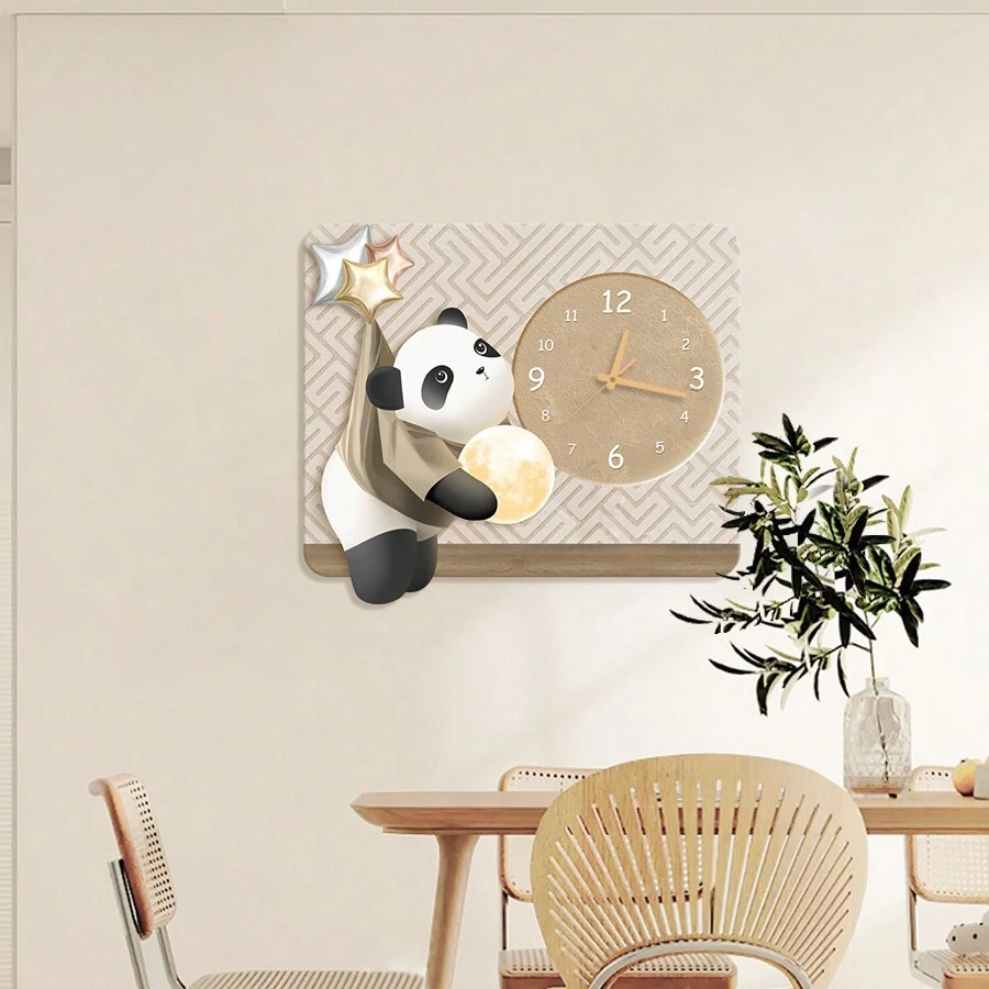 Cartoon Nordic Residential Electrical Meter Box Decorative Painting With Clock Signal Box Wall Art Cover For Restaurant Switch Box Hiding, Living Room Decor - Beige - View 1