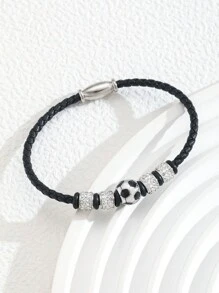 1pc Kids Fashion Popular Soccer Ball Decor Leather Bracelet For Football Lovers Gift For Boys Girls Street Jewelry For Daily Decoration - Multicolor - View 5