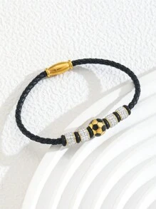 1pc Kids Fashion Popular Soccer Ball Decor Leather Bracelet For Football Lovers Gift For Boys Girls Street Jewelry For Daily Decoration - Multicolor - View 4